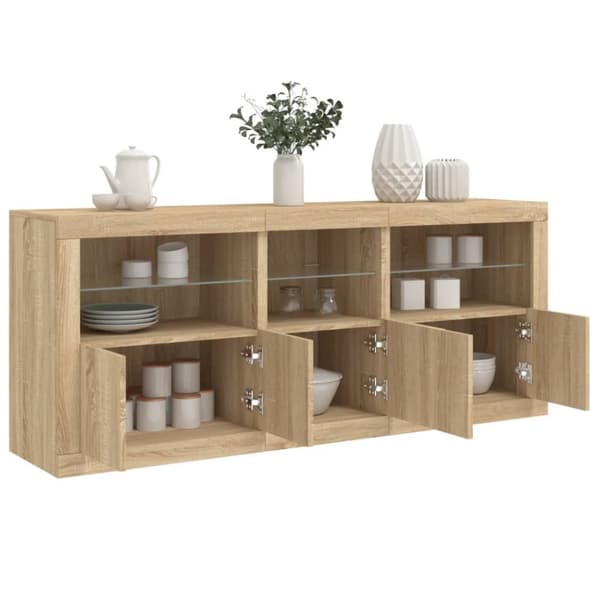 Senkki LED-valoilla Sonoma-tammi 162x37x67 cm