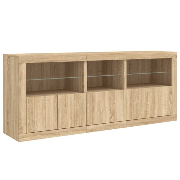 Senkki LED-valoilla Sonoma-tammi 162x37x67 cm