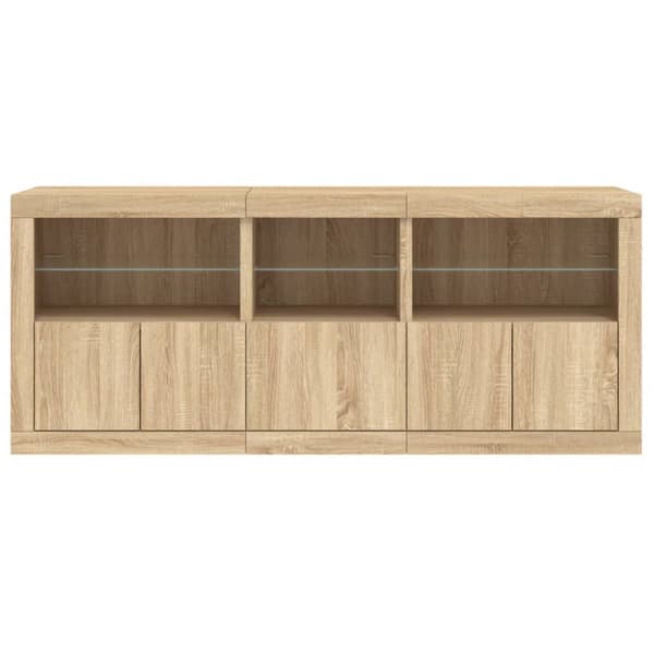 Senkki LED-valoilla Sonoma-tammi 162x37x67 cm