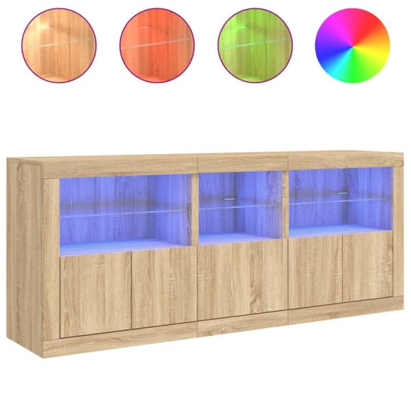 Senkki LED-valoilla Sonoma-tammi 162x37x67 cm