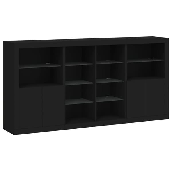 Skänk med LED-belysning svart 202x37x100 cm