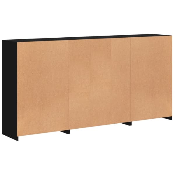 Skänk med LED-belysning svart 202x37x100 cm