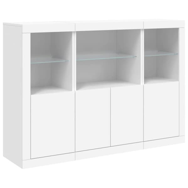 Senkki LED-valoilla 3 kpl valkoinen tekninen puu