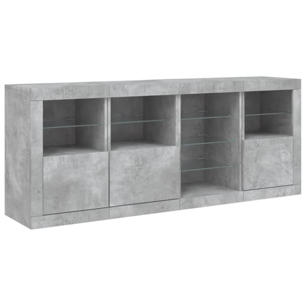 skænk med LED-lys 164x37x67 cm betongrå