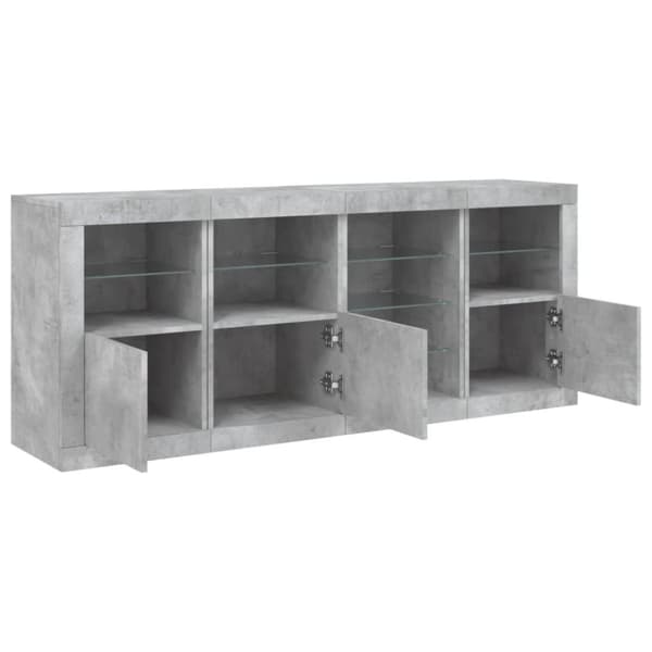skænk med LED-lys 164x37x67 cm betongrå