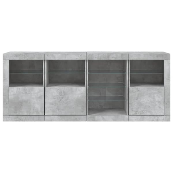 skænk med LED-lys 164x37x67 cm betongrå
