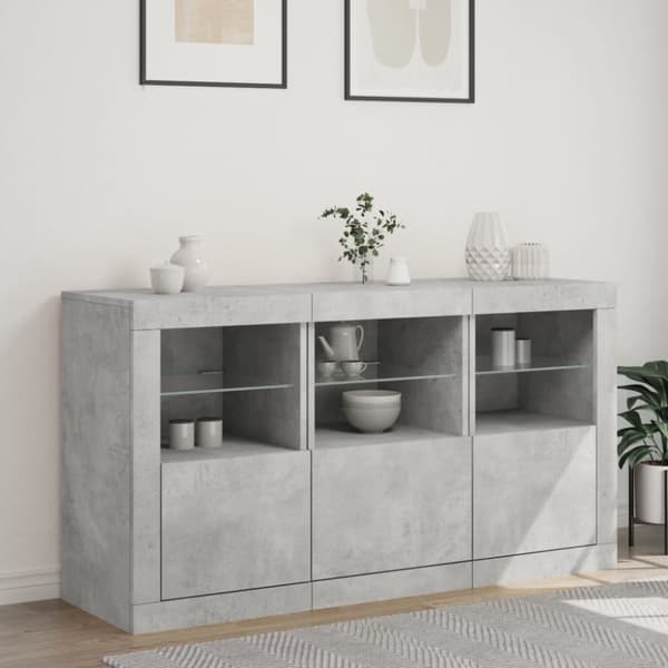 Senkki LED-valoilla betoninharmaa 123x37x67 cm