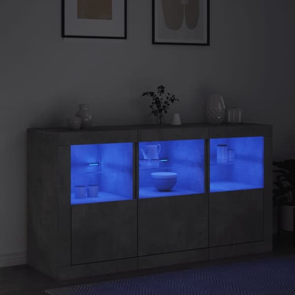 Senkki LED-valoilla betoninharmaa 123x37x67 cm