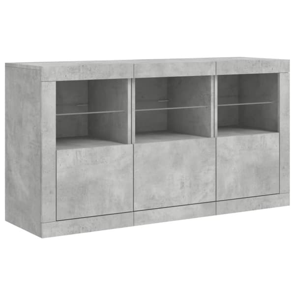 Senkki LED-valoilla betoninharmaa 123x37x67 cm