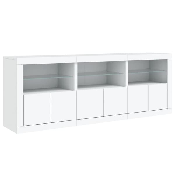 skænk med LED-lys 181,5x37x67 cm hvid