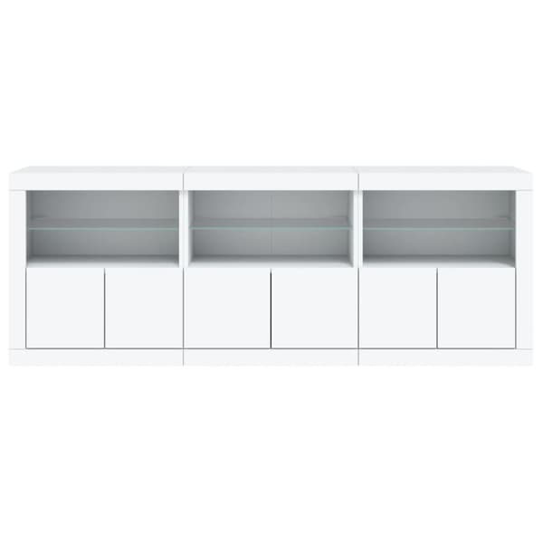skænk med LED-lys 181,5x37x67 cm hvid