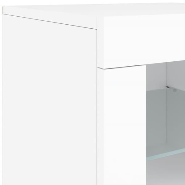 skænk med LED-lys 181,5x37x67 cm hvid