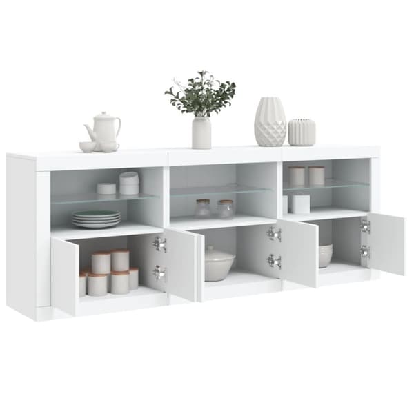 skænk med LED-lys 181,5x37x67 cm hvid