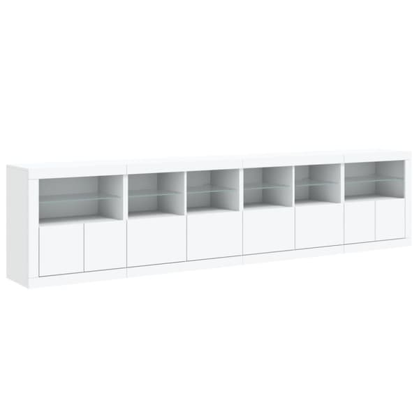 skænk med LED-lys 283x37x67 cm hvid