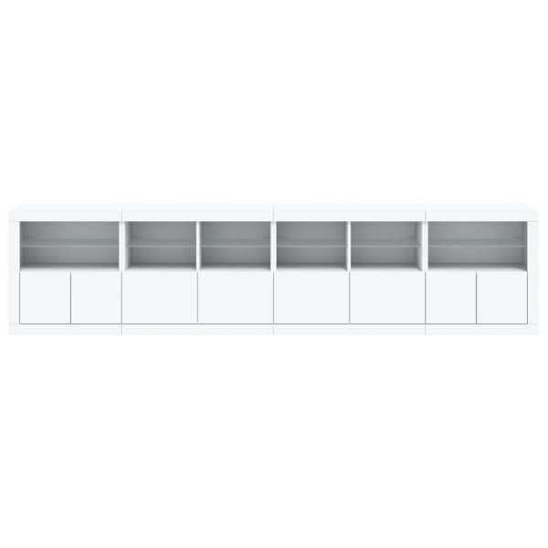 skænk med LED-lys 283x37x67 cm hvid
