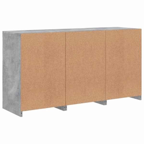 skænk med LED-lys 123x37x67 cm betongrå