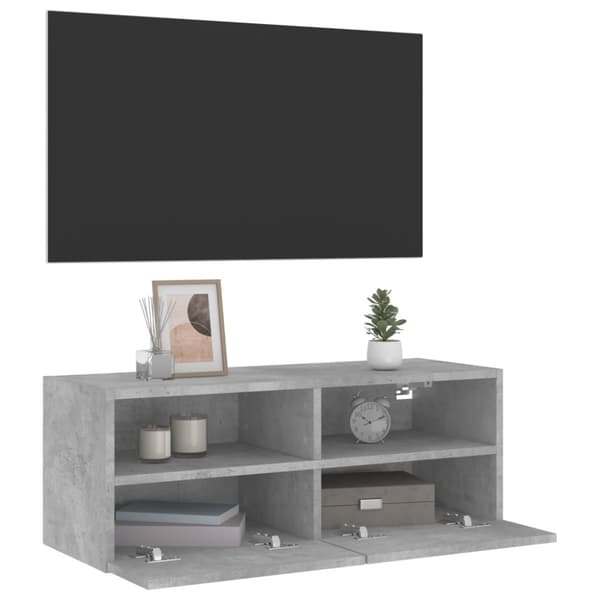 Väggmonterad tv-bänk betonggrå 80x30x30 cm konstruerat trä