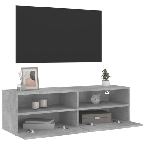 Väggmonterad tv-bänk betonggrå 100x30x30 cm konstruerat trä