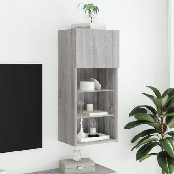 Tv-bänk med LED-belysning grå sonoma 40,5x30x90 cm