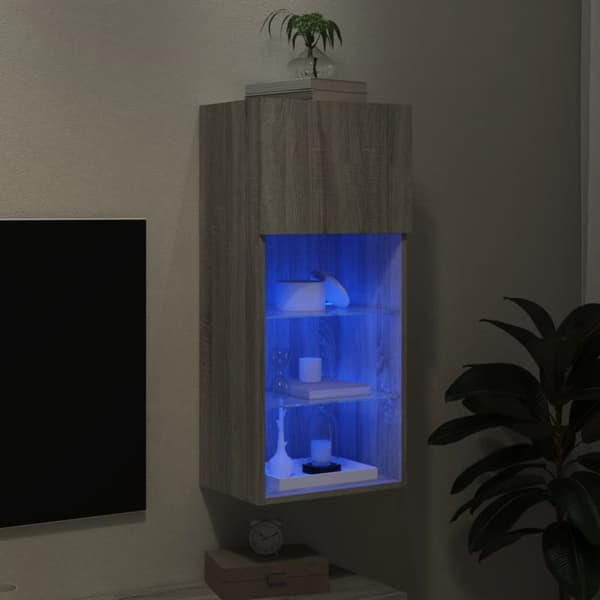 Tv-bänk med LED-belysning grå sonoma 40,5x30x90 cm