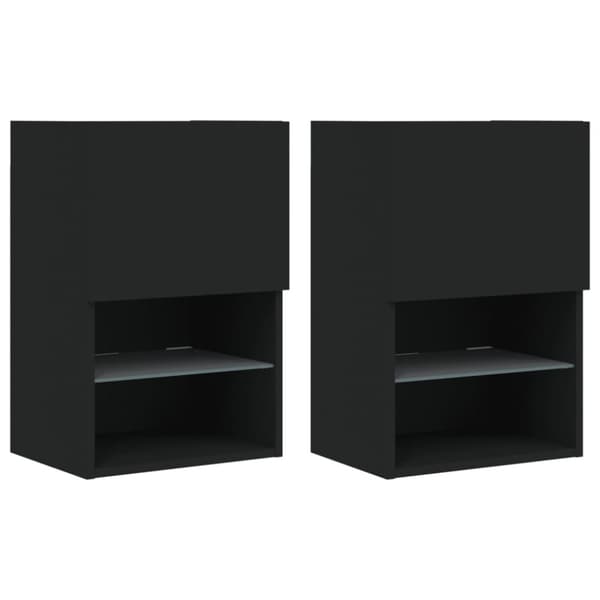 Tv-bänk med LED-belysning 2 st svart 40,5x30x60 cm