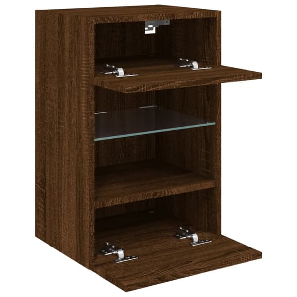 TV-seinäkaapit LED-valoilla 2 kpl ruskea tammi 40x30x60,5 cm