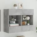Miniatyrbild 1 av 10: Väggmonterad tv-bänk LED betonggrå 78,5x30x60,5 cm
