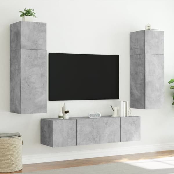 Väggmonterad tv-bänk LED betonggrå 60x35x31 cm