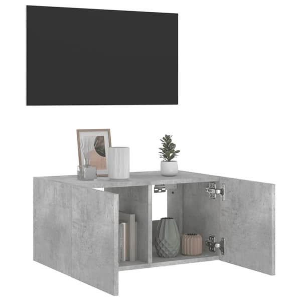 Väggmonterad tv-bänk LED betonggrå 60x35x31 cm