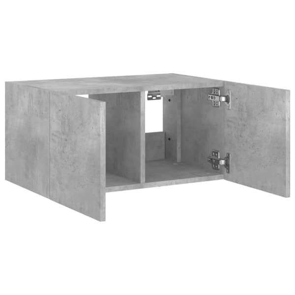 Väggmonterad tv-bänk LED betonggrå 60x35x31 cm