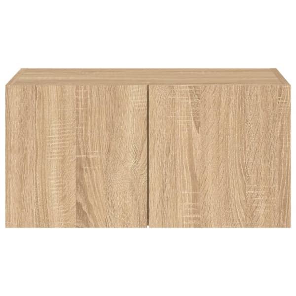 væghængt tv-bord med LED-lys 60x35x31 cm sonoma-eg
