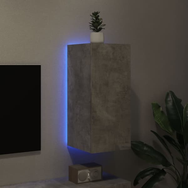 Väggmonterad tv-bänk LED betonggrå 30,5x35x70 cm