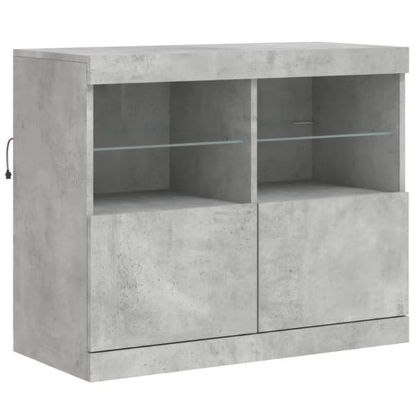 skænk med LED-lys 81x37x67 cm betongrå