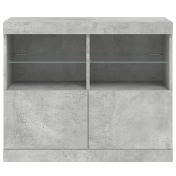 skænk med LED-lys 81x37x67 cm betongrå