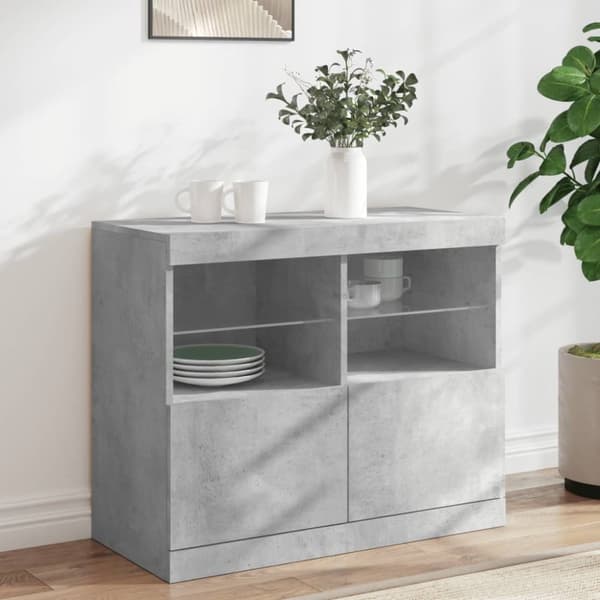 skænk med LED-lys 81x37x67 cm betongrå