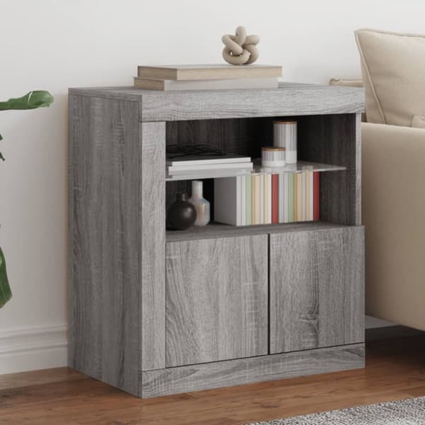 Senkki LED-valoilla harmaa Sonoma 60,5x37x67 cm