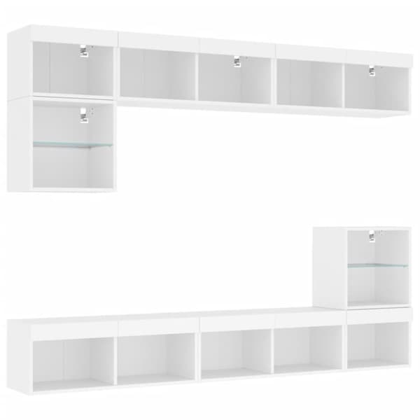8-osainen LED TV-kaappisarja valkoinen tekninen puu