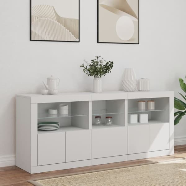 Skänk med LED-belysning vit 162x37x67 cm