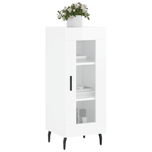 skænk 34,5x34x90 cm konstrueret træ hvid højglans