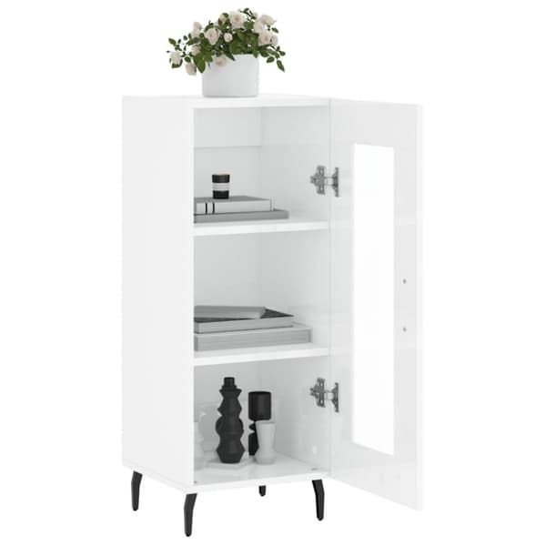 skænk 34,5x34x90 cm konstrueret træ hvid højglans