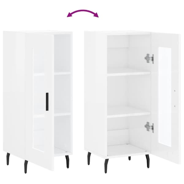 skænk 34,5x34x90 cm konstrueret træ hvid højglans