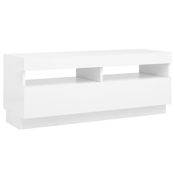 TV-taso LED-valoilla valkoinen 100x35x40 cm