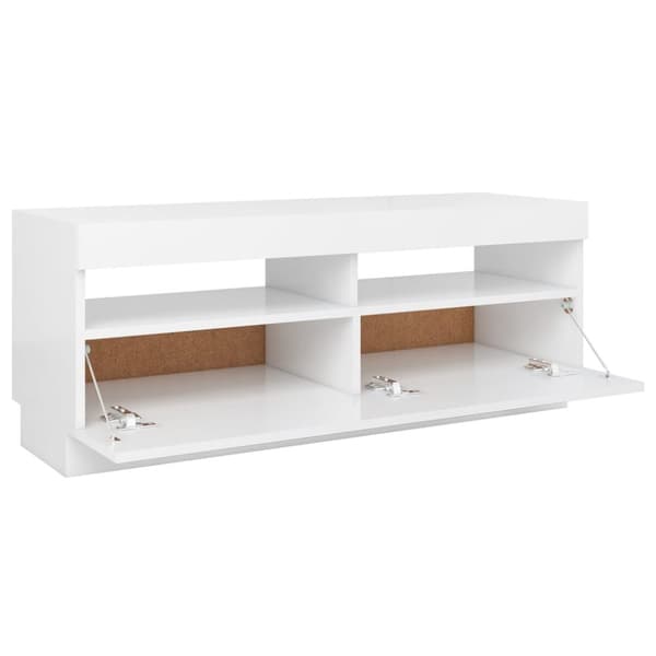TV-taso LED-valoilla valkoinen 100x35x40 cm