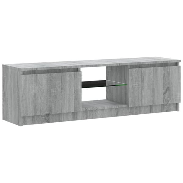 TV-bänk med LED-belysning grå sonoma 120x30x35,5 cm