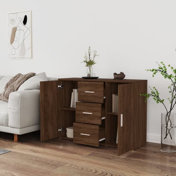 skænk 91x29,5x65 cm konstrueret træ brun egetræsfarve