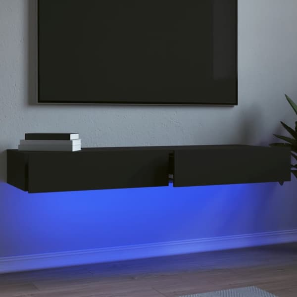 Tv-bänkar med LED-belysning 2 st svart 60x35x15,5 cm Tv-bänkar med LED-belysning 2 st svart 60x35x15,5 cm