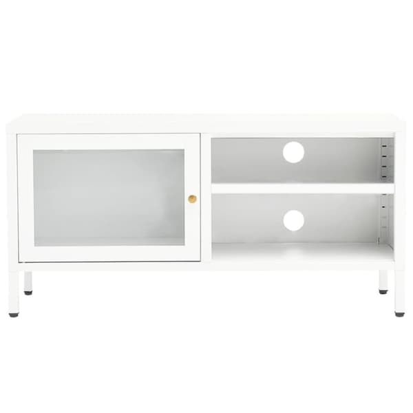 TV-bänk vit 90x30x44 cm stål och glas