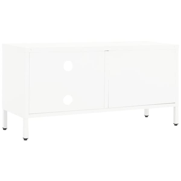 TV-bänk vit 90x30x44 cm stål och glas