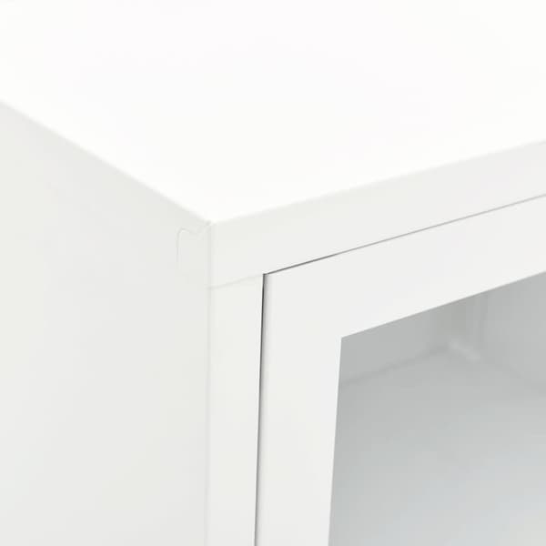 TV-bänk vit 90x30x44 cm stål och glas