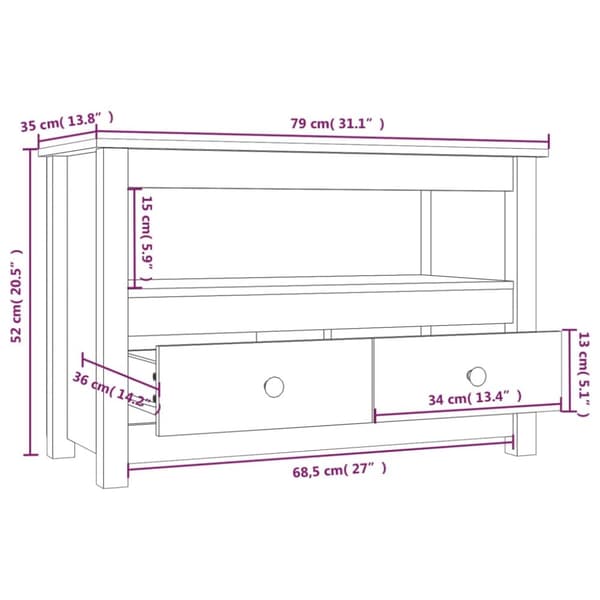 Tv-bänk 79x35x52 cm massiv furu